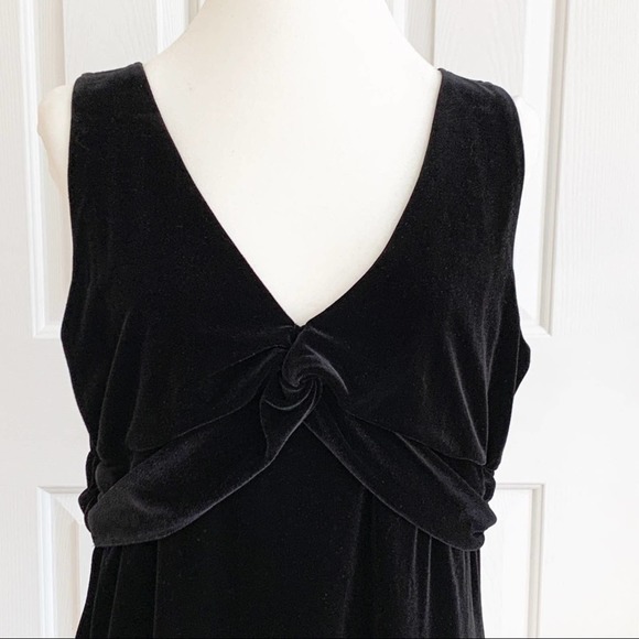 Cato LBD Black Velvet Sleeveless Knot Front A-Line Party Dress Plus Size 18 - Picture 8 of 11